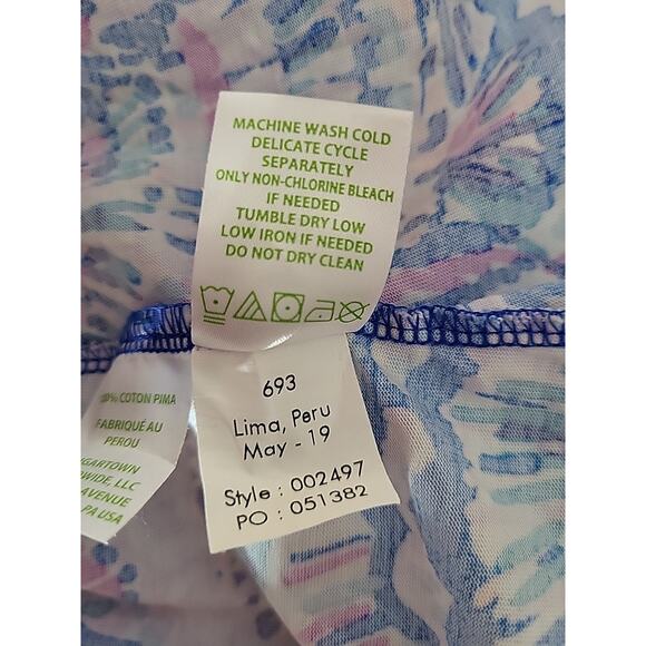 Lilly Pulitzer Billie Ruffle Shift Dress M Blue Happy As A Clam Halter Pima Cott - Picture 11 of 11